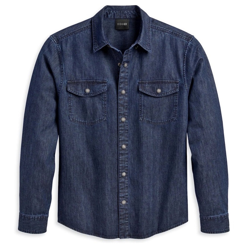 Harley-Davidson Men's Dark Blue Artist Drive H-D ADV‎ Denim L/S Snap Shirt 3XL
